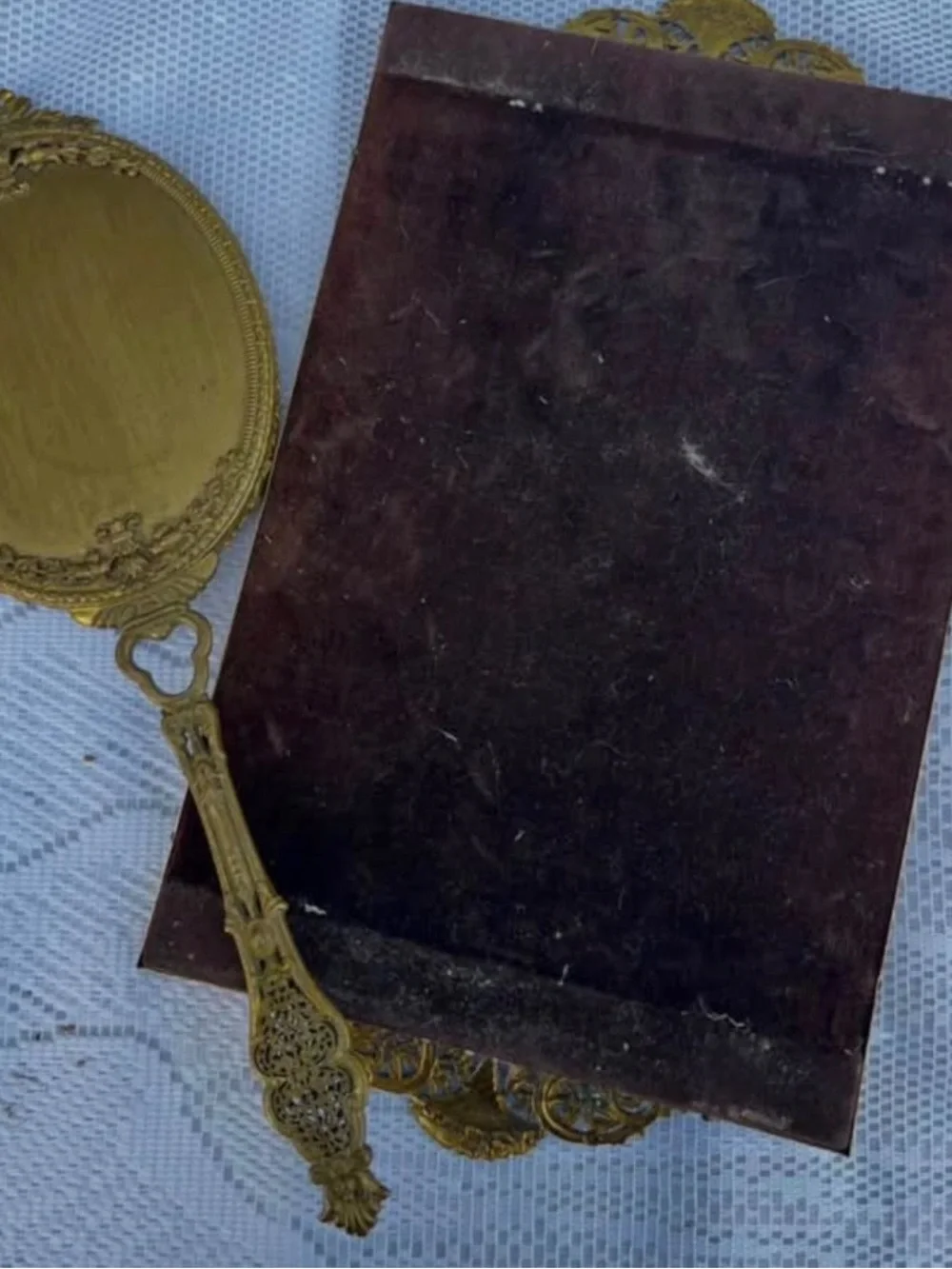 Vintage 1950s Stylebuilt 24K Gold plated vanity set- Mirror tray and hand mirror